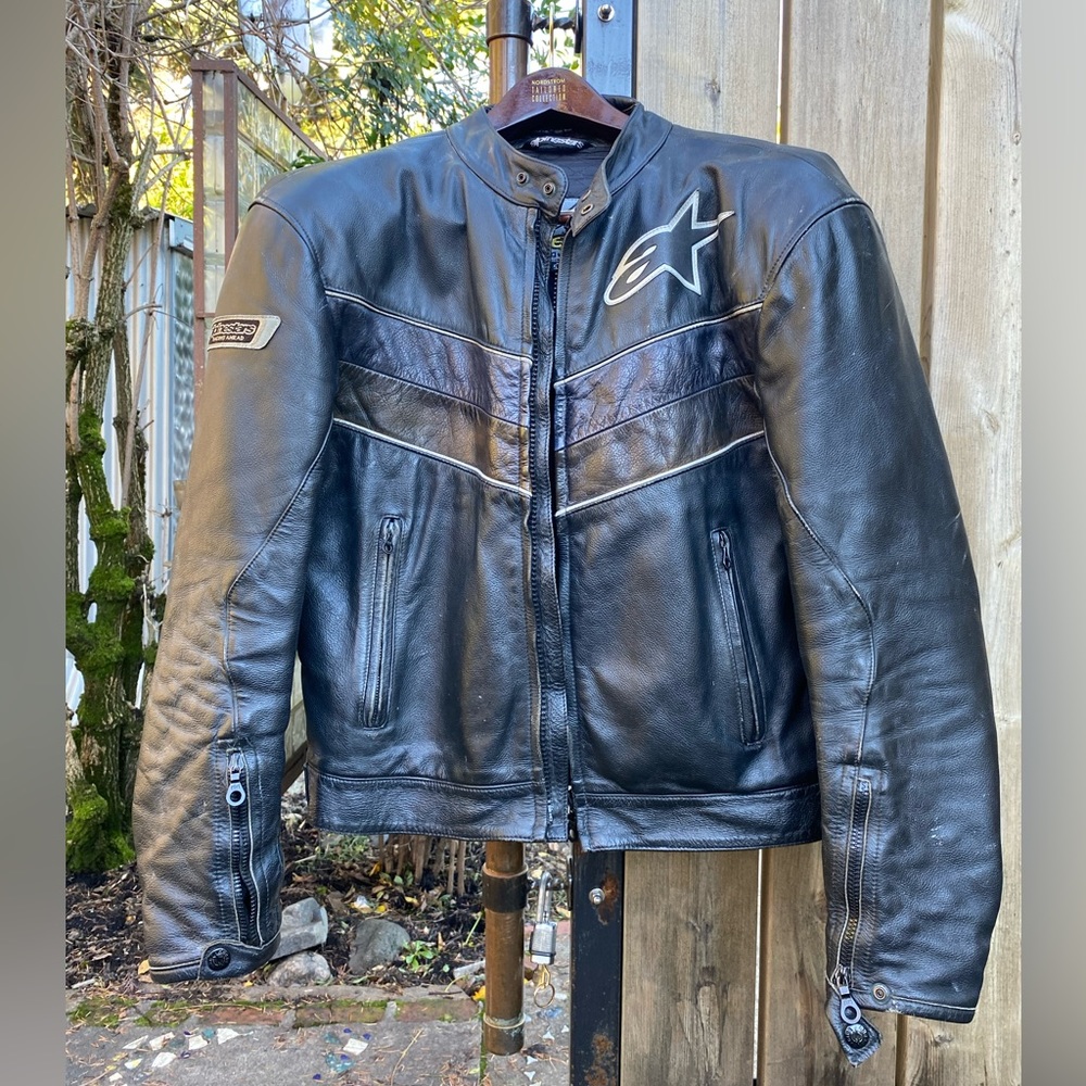 Alpinestars Men’s Leather Motorcycle Jacket Size L (52) Made In Ukraine Vintage